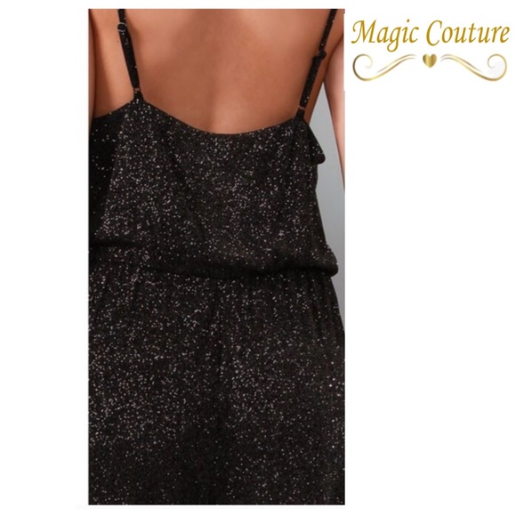 Alice + Olivia Jersey Knit Black Jumpsuit with Blue Sparkles🖤💙🖤 - Picture 2 of 10